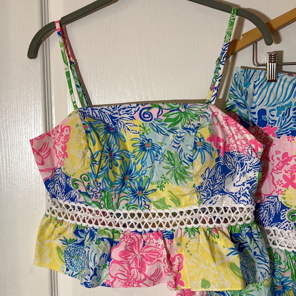EUC Lilly Pulitzer Jan Set Top & Skirt Size 8 Cheek To Cheek Print - Picture 2 of 12
